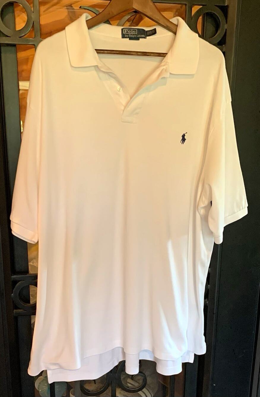 Polo Ralph Lauren Mens White Cotton Polo Classic Fit Logo 2XB Big & Tall